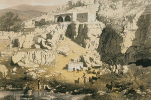 Veduta di Baniyas. Incisione di Bernatz et alii - Steinkopk J.F. Editore da Johann Martin Bernatz