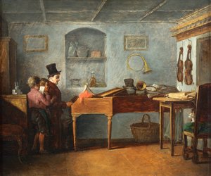 Il maestro con i ragazzi che cantano stonati al pianoforte da Johann Michael Neder