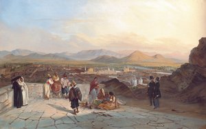 Santiago del Cile dalla Collina di Santa Lucia guardando a ovest, 1841 da Johann Moritz Rugendas
