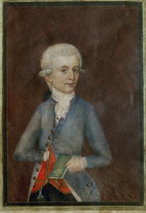 Wolfgang Amadeus Mozart (ca ... (gouache su pergamena)