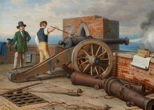 Amici artisti sparano un colpo di cannone alla fortezza di Michele vicino a Ostia (Ferdinand Jagemann e Peter Krafft)