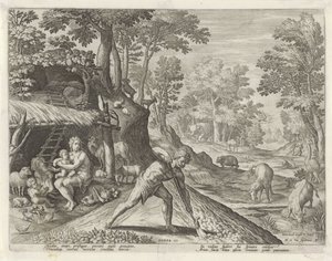 Adamo ed Eva al lavoro fuori dal Paradiso Terrestre da Johann Sadeler (I)