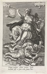 La coscienza (Conciosacra) vince i falsi profeti (Pseudo prophetae) Conciosacra Le virtù vincono i vizi da Johann Sadeler (I)