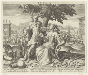 Italia, con Venere e Apollo (Italia) (Rappresentazioni allegoriche dei paesi europei) da Johann Sadeler (I)