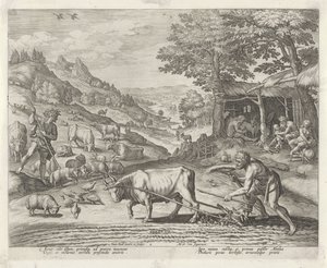 Caino e Abele come agricoltore e pastore da Johann Sadeler (I)