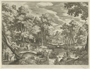 Paesaggio con il battesimo di Cristo (Paesaggi con scene dal Vecchio e Nuovo Testamento) da Johann Sadeler (I)