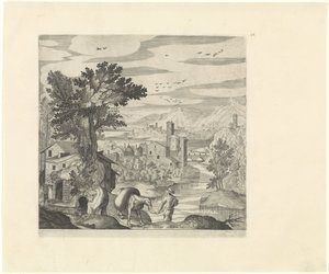 Paesaggio con contadino e il suo asino
