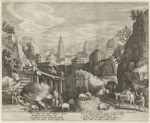 Paesaggio roccioso con la favola dell
