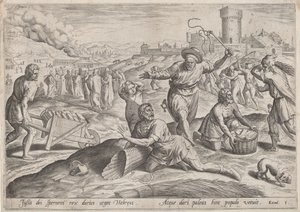 Il sorvegliante del faraone che batte gli israeliti da Johann Sadeler I