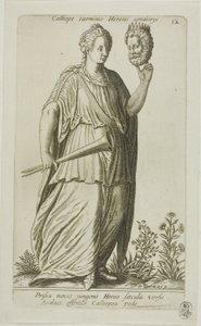 Calliope, Musa della poesia epica, tavola 12 da Parnassus Biceps da Johann Theodor de Bry
