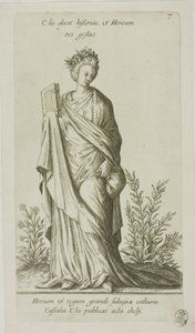 Clio, Musa della Storia, lastra 7 del Parnaso Bicipite da Johann Theodor de Bry
