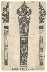 Disegno per manico di coltello per commemorare un matrimonio da Johann Theodor de Bry