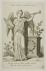 Fama, tavola 1 da Parnassus Biceps da Johann Theodor de Bry