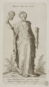 Melpomene, Musa della Tragedia, tavola 8 da Parnassus Biceps da Johann Theodor de Bry
