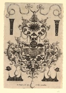 Disegno di pendente con la Tentazione, Piatto 1, da una serie di otto disegni di pendenti con le virtù cardinali da Johann Theodor de Bry