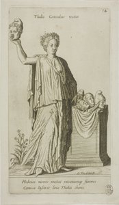 Thalia, Musa della Commedia, lastra 14 del Parnaso Bicipite da Johann Theodor de Bry