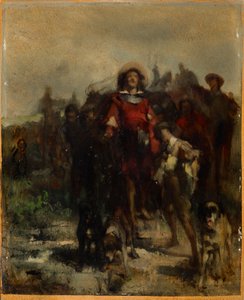 Cavaliere, ragazzo e tre cani, forse a caccia da Johann  Till der Jüngere