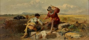 Due cavalieri che giocano a dadi