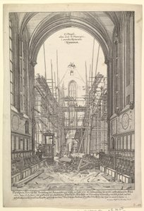 Veduta della Chiesa dei Francescani a Norimberga in ricostruzione, dalla serie V. da Johann Ulrich Kraus