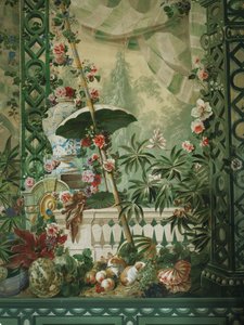 Scena di giardino con ombrellone e tenda sontuosa da Johann Wenzel Bergl