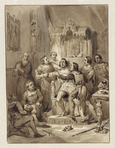 Il conte Guglielmo V impazzisce e uccide Gerrit van Wateringen, 1357 da Johann Wilhelm Kaiser (I)