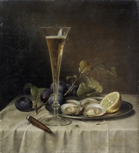 Natura morta con champagne e ostriche, 1857 da Johann Wilhelm Preyer