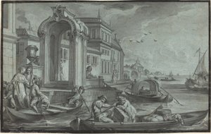 Fantasia veneziana con un arco ornamentale