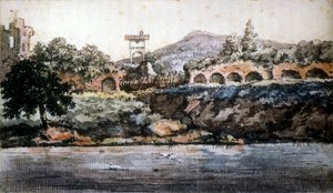 Roma - vista del Tevere, acquerello di Goethe. XIX secolo