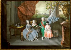 Ritratto di Luigi I di Etruria, con le sue sorelle Carolina, Maria Antonietta e Carlotta, c.1780 (dipinto) da Johann Zoffany