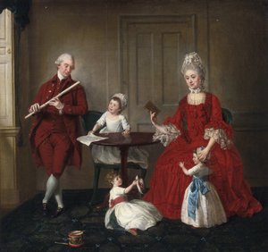 Ritratto del signor e della signora James Blew e dei loro tre figli in un elegante interno da Johann Zoffany