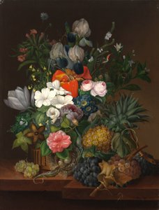 Natura morta con lucertola e fiori - Johanna (Jenny) Salm-Reifferscheidt da Johanna Salm Reifferscheidt