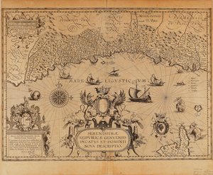 La Repubblica di Genova, Mappa di Jan Baptist Vrients da Theatrum Orbis Terrarum di Abraham Ortelius