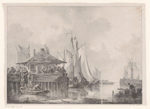 Folla in un porto da Johannes Christiaan Schotel