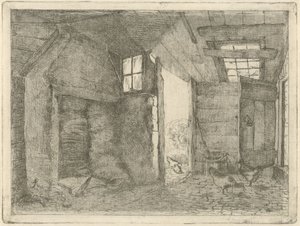 Fienile con galline da Johannes Everhardus Rijnboutt