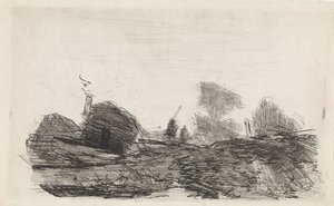 Paesaggio con un fienile e due cavalieri da Johannes Franciscus Hoppenbrouwers