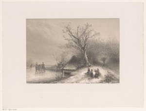 Veduta invernale con slitta sul ghiaccio da Johannes Franciscus Hoppenbrouwers