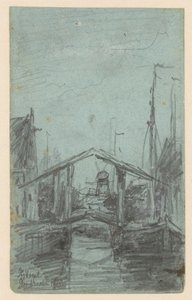 Veduta di Dordrecht con ponte levatoio