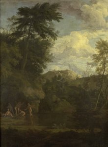 Paesaggio arcadico con Diana che fa il bagno