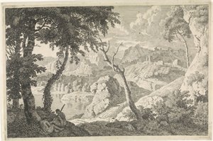 Paesaggio arcadico con due pastori (Paesaggi arcadici) da Johannes Glauber
