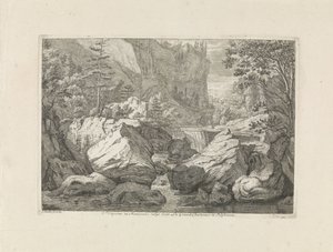 Veduta di una cascata (serie di paesaggi nel Chartreuzer-gebergte) da Johannes Glauber