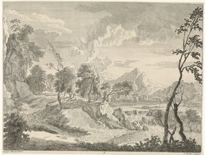 Paesaggio collinare con cascata