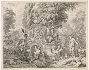 Paesaggio con una fontana e Diana e le sue ninfe da Johannes Glauber