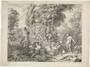 Paesaggio con una fontana e Diana e le sue ninfe da Johannes Glauber