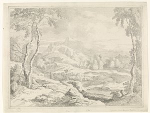 Paesaggio con pastori (serie: Paesaggi secondo Gaspar Poussin) da Johannes Glauber
