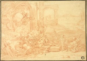 La Sacra Famiglia con San Giovanni Battista e gli angeli