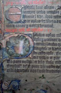 Dettaglio dalla Bibbia di Gutenberg del XV secolo, apertura degli Efesini da Johannes Gutenburg