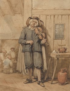 Un violinista in una taverna, con tre uomini sullo sfondo da Johannes Hendrik van West