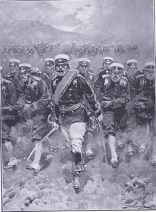 Una carica della fanteria giapponese, illustrazione da Cassells History of the Russo-Japanese War Vol 1, c.1900 da Johannes Hermann Barend Koekkoek