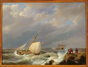 Navi su una costa di sottovento in una tempesta, 1844 da Johannes Hermann Barend Koekkoek