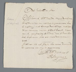 Lettera del pastore Hooyman a Jan Brandes da Johannes Hooyman